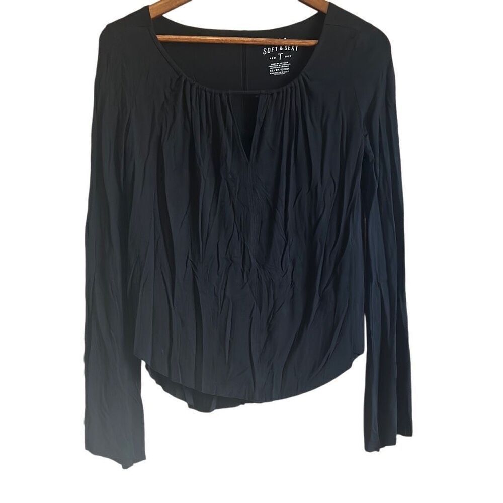 American Eagle Outfitters Soft & Sexy Black Long Sleeve Keyhole Tunic Top XS